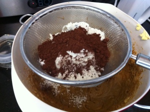 Sifting in the dry ingredients